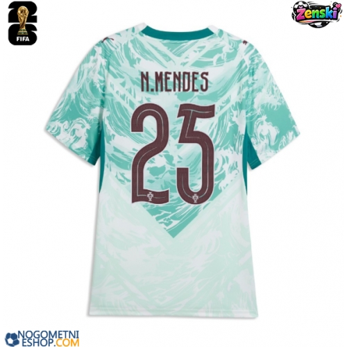 Ženski Nogometni dresi Portugalska Nuno Mendes #25 Gostujoči SP 2026 Kratek Rokav